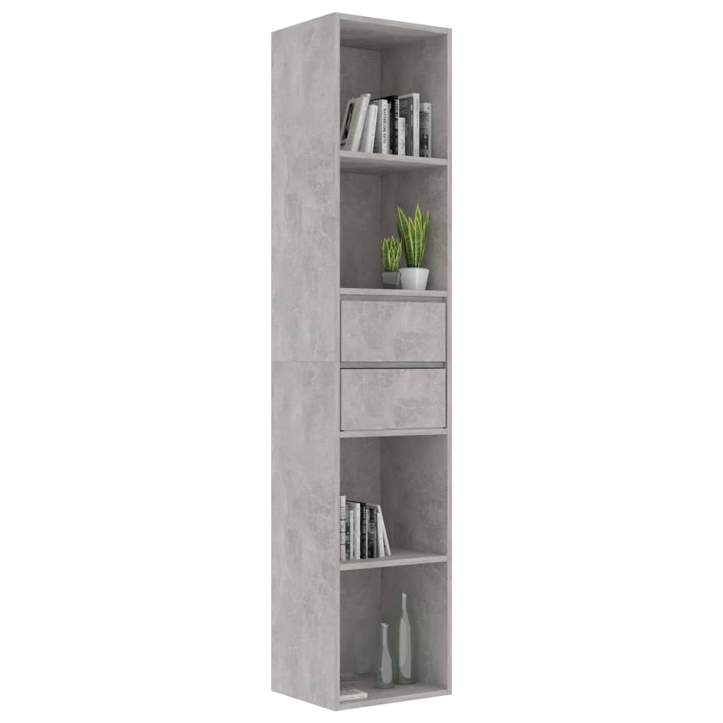 vidaXL Book Cabinet Concrete Grey 36x30x171 cm Engineered Wood