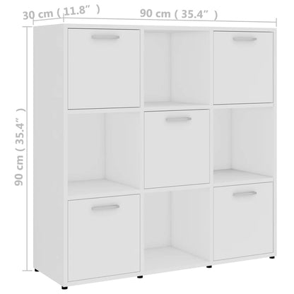 vidaXL Book Cabinet White 90x30x90 cm Engineered Wood