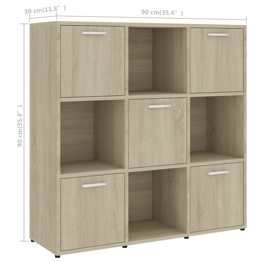 vidaXL Book Cabinet Sonoma Oak 90x30x90 cm Engineered Wood - Brown
