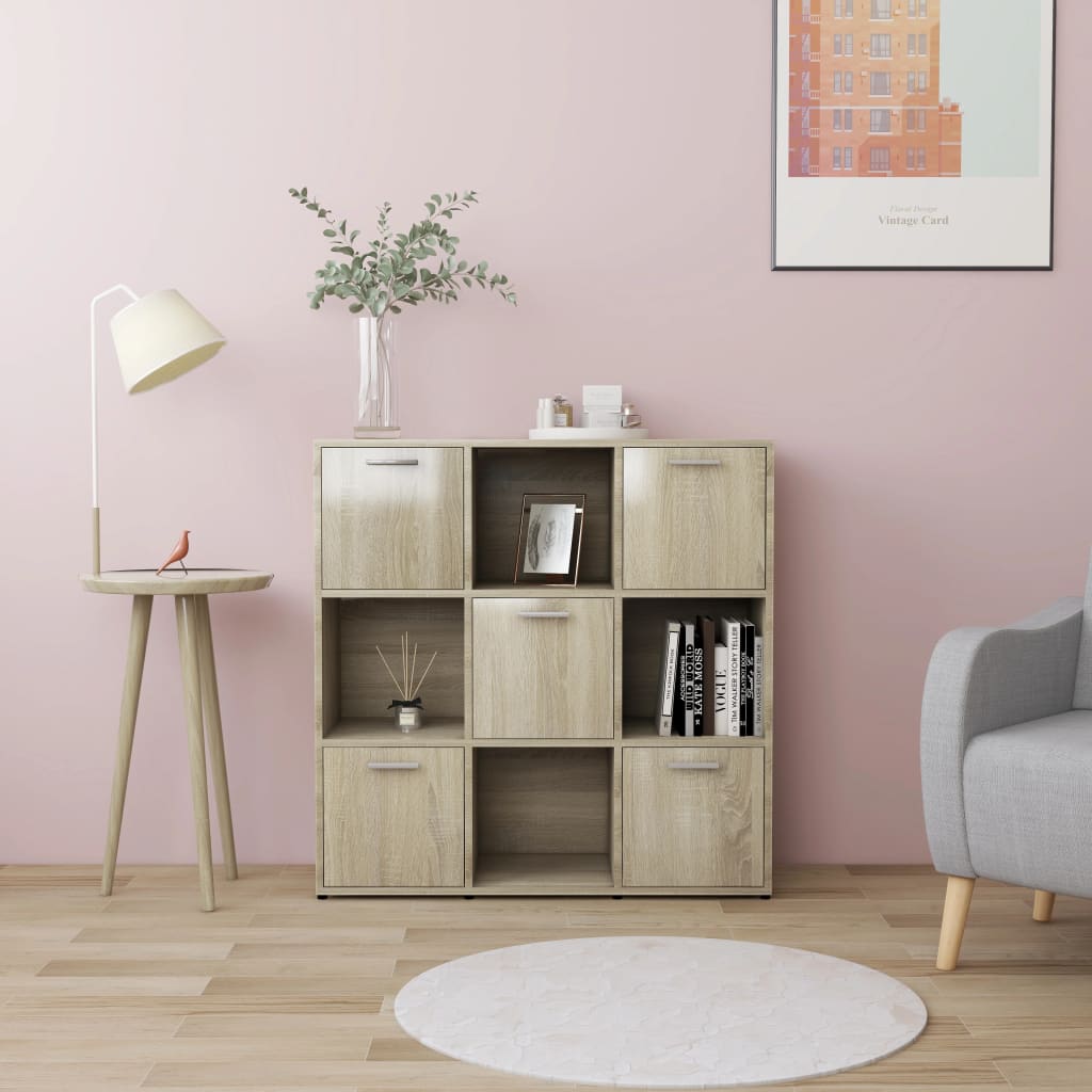 vidaXL Book Cabinet Sonoma Oak 90x30x90 cm Engineered Wood - Brown