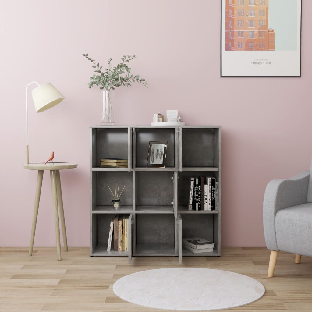 vidaXL Book Cabinet Concrete Grey 90x30x90 cm Engineered Wood