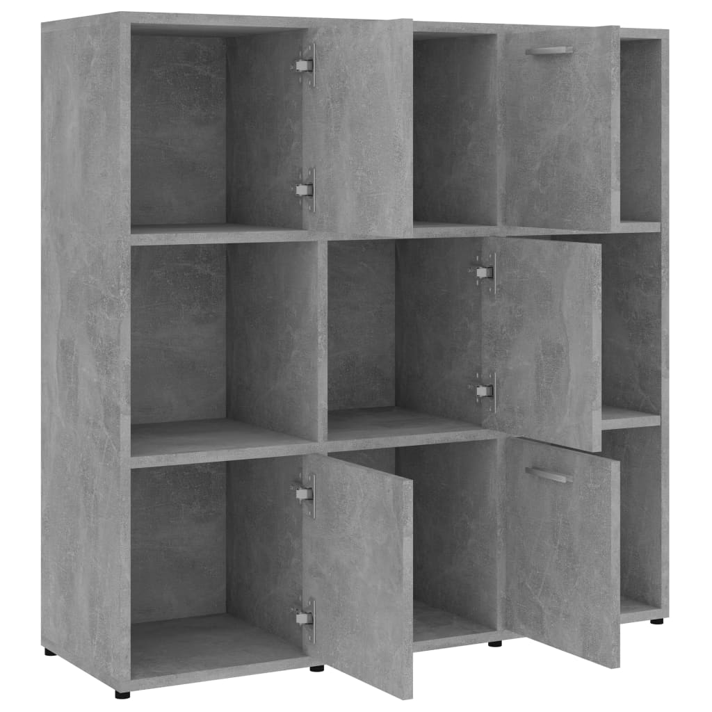 vidaXL Book Cabinet Concrete Grey 90x30x90 cm Engineered Wood