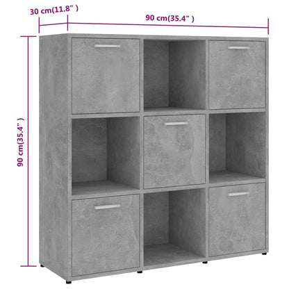 vidaXL Book Cabinet Concrete Grey 90x30x90 cm Engineered Wood
