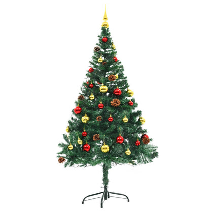 vidaXL Artificial Pre-lit Christmas Tree with Baubles Green 150 cm - 150 x 80 cm