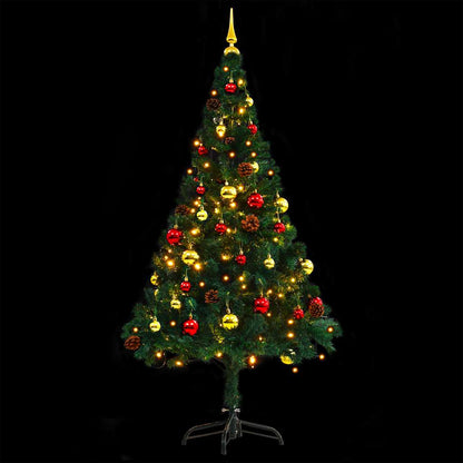 vidaXL Artificial Pre-lit Christmas Tree with Baubles Green 150 cm - 150 x 80 cm
