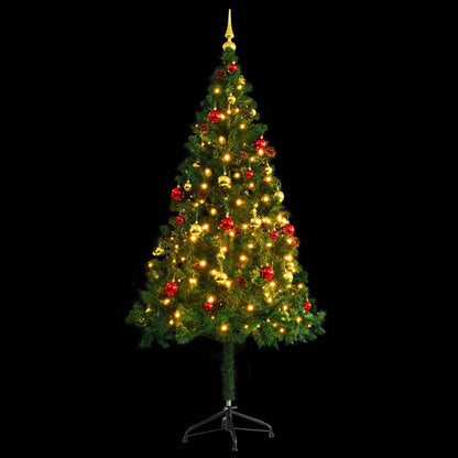 vidaXL Artificial Pre-lit Christmas Tree with Baubles Green 180 cm - 180 x 90 cm