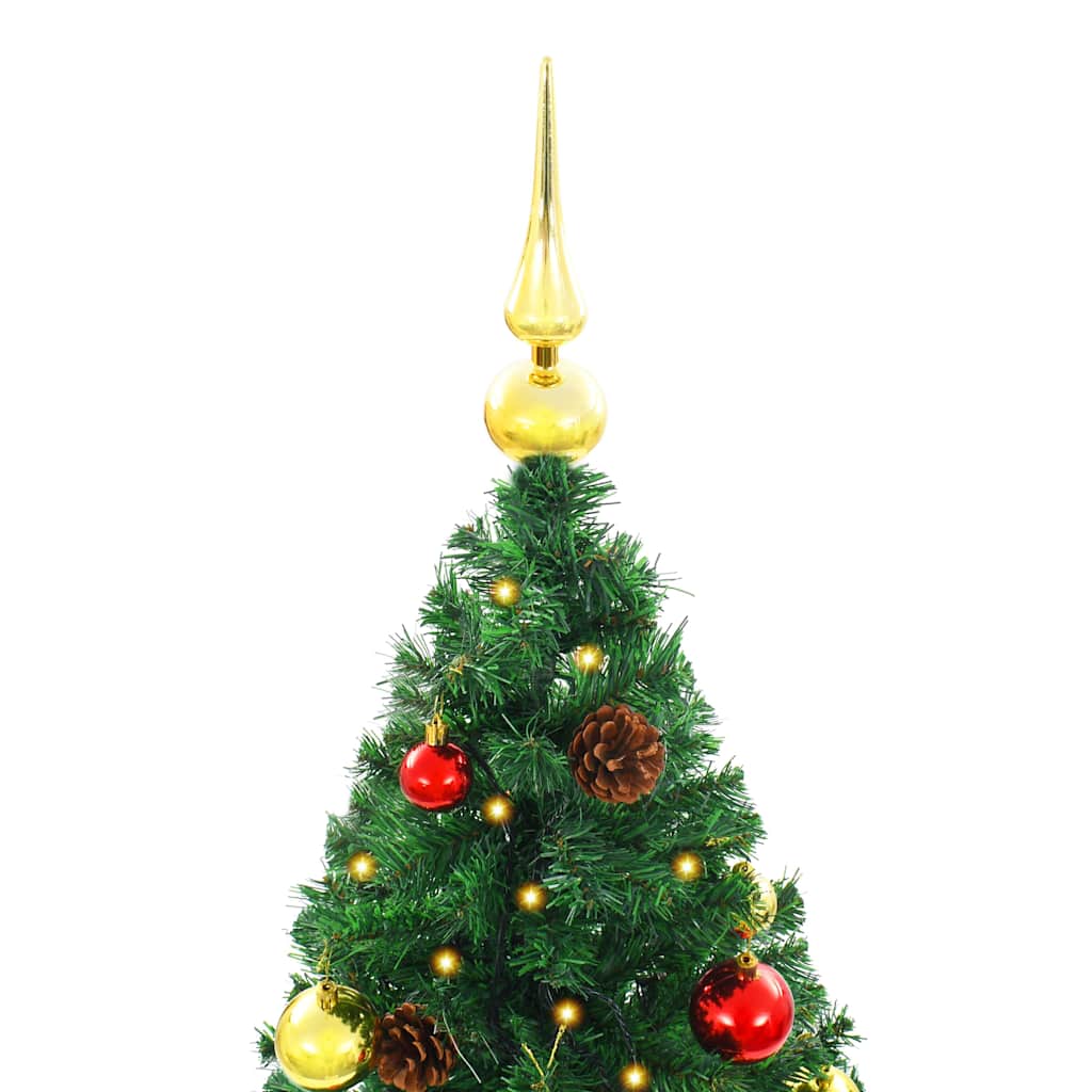 vidaXL Artificial Pre-lit Christmas Tree with Baubles Green 180 cm - 180 x 90 cm