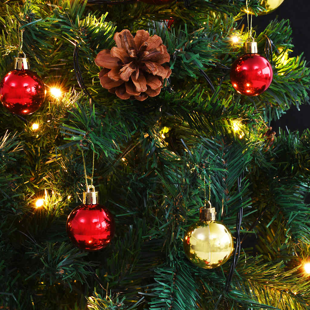 vidaXL Artificial Pre-lit Christmas Tree with Baubles Green 180 cm - 180 x 90 cm