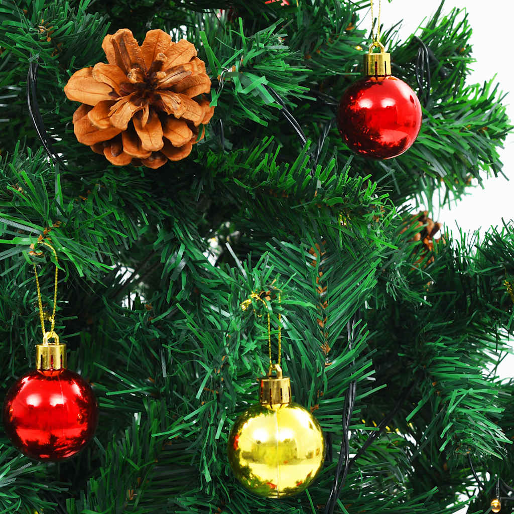 vidaXL Artificial Pre-lit Christmas Tree with Baubles Green 210 cm - 210 x 110 cm