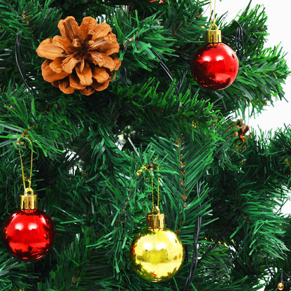vidaXL Artificial Pre-lit Christmas Tree with Baubles Green 210 cm - 210 x 110 cm
