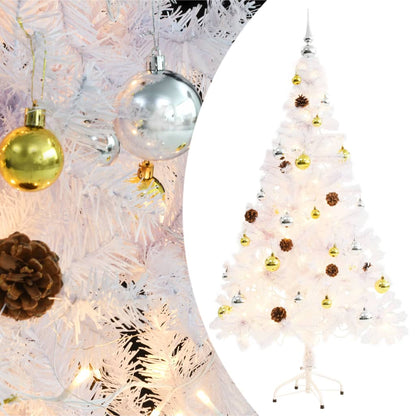vidaXL Artificial Pre-lit Christmas Tree with Baubles White 150 cm - 150 x 80 cm