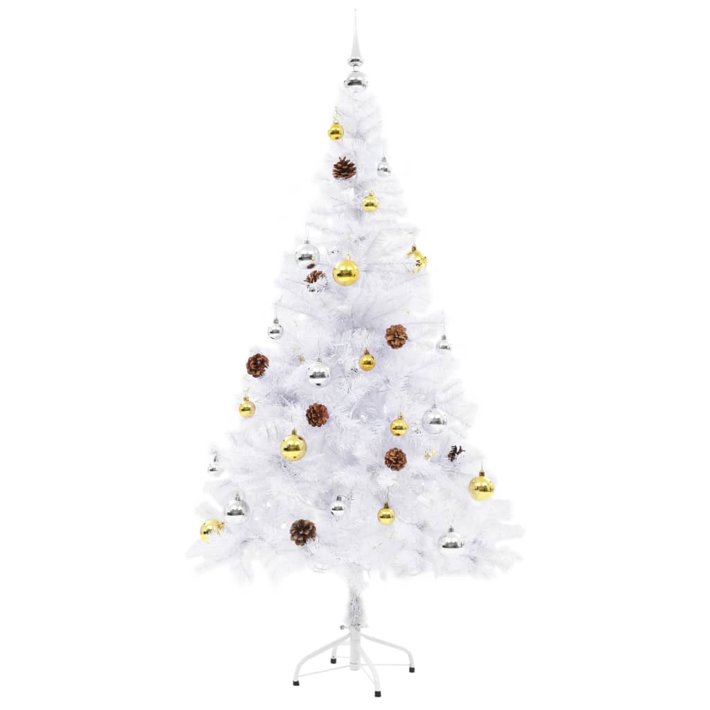 vidaXL Artificial Pre-lit Christmas Tree with Baubles White 150 cm - 150 x 80 cm