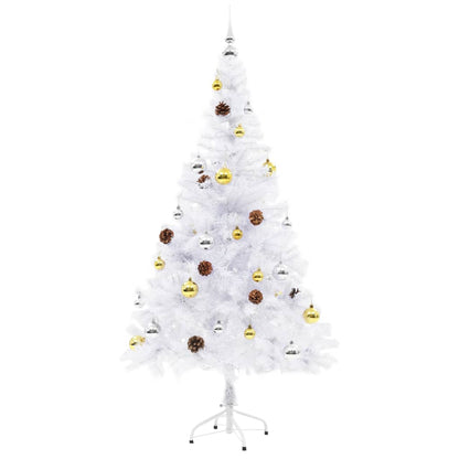 vidaXL Artificial Pre-lit Christmas Tree with Baubles White 150 cm - 150 x 80 cm