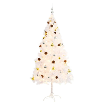 vidaXL Artificial Pre-lit Christmas Tree with Baubles White 180 cm - 180 x 90 cm
