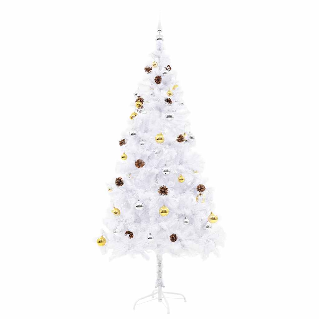 vidaXL Artificial Pre-lit Christmas Tree with Baubles White 180 cm - 180 x 90 cm