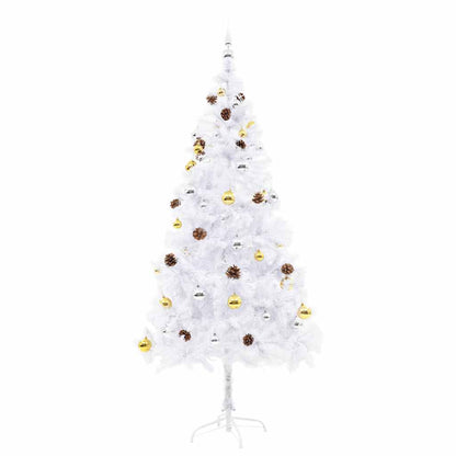 vidaXL Artificial Pre-lit Christmas Tree with Baubles White 180 cm - 180 x 90 cm