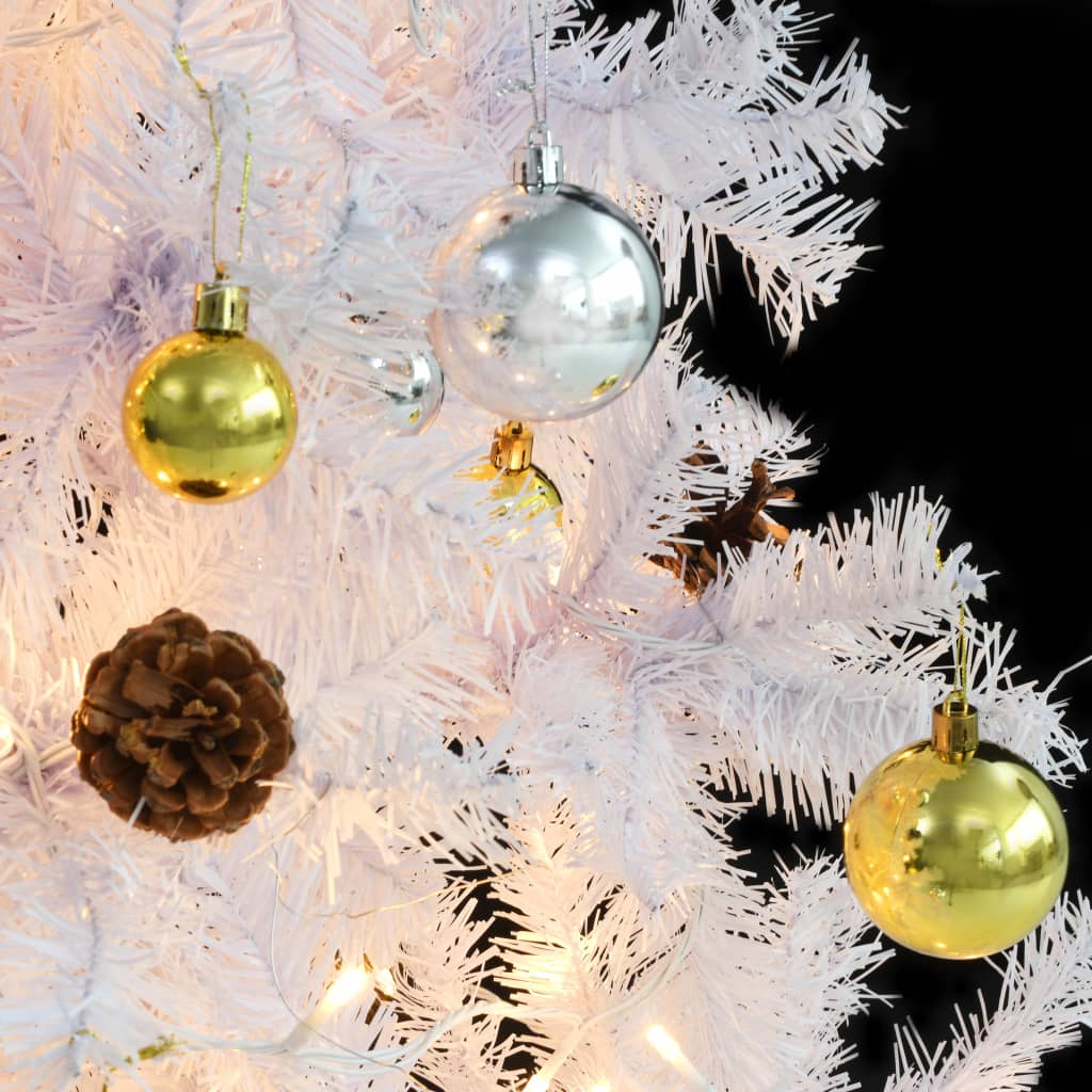 vidaXL Artificial Pre-lit Christmas Tree with Baubles White 180 cm - 180 x 90 cm
