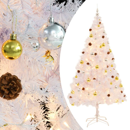 vidaXL Artificial Pre-lit Christmas Tree with Baubles White 210 cm - 210 x 110 cm