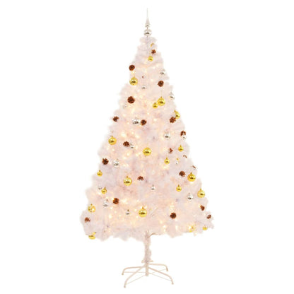 vidaXL Artificial Pre-lit Christmas Tree with Baubles White 210 cm - 210 x 110 cm