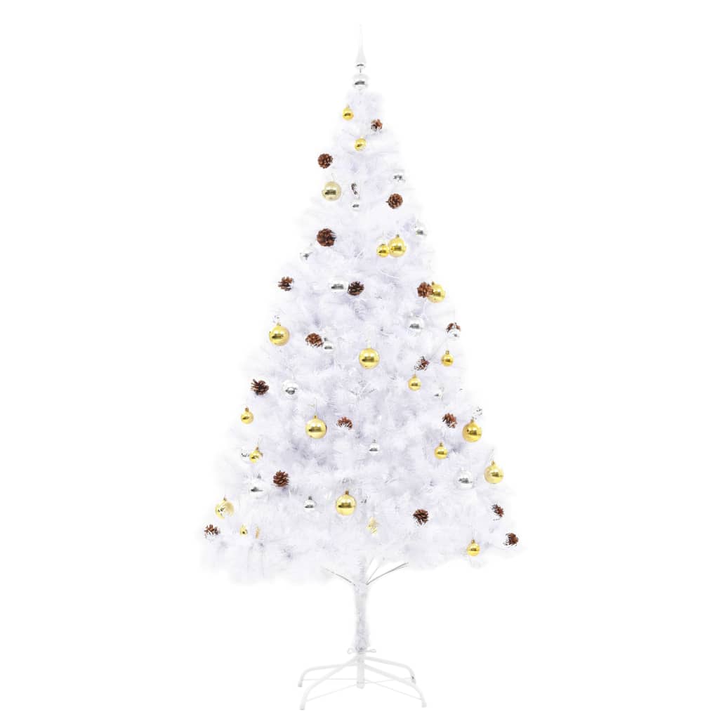vidaXL Artificial Pre-lit Christmas Tree with Baubles White 210 cm - 210 x 110 cm