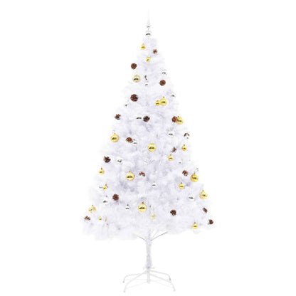 vidaXL Artificial Pre-lit Christmas Tree with Baubles White 210 cm - 210 x 110 cm