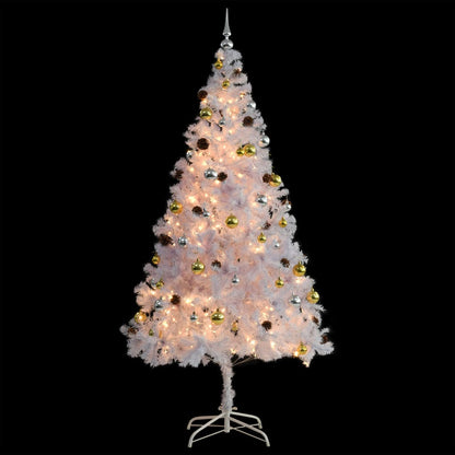 vidaXL Artificial Pre-lit Christmas Tree with Baubles White 210 cm - 210 x 110 cm