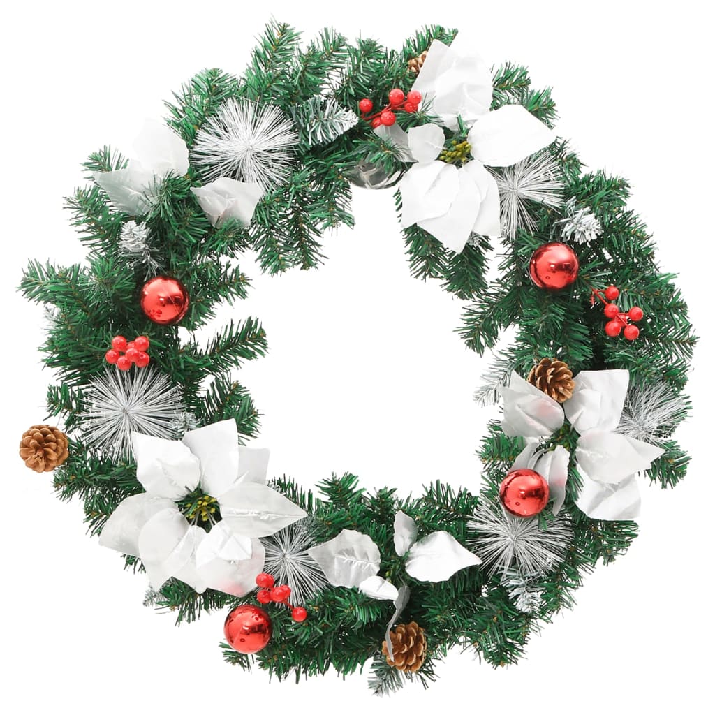 vidaXL Christmas Wreath with LED Lights Green 60 cm PVC - Green & white