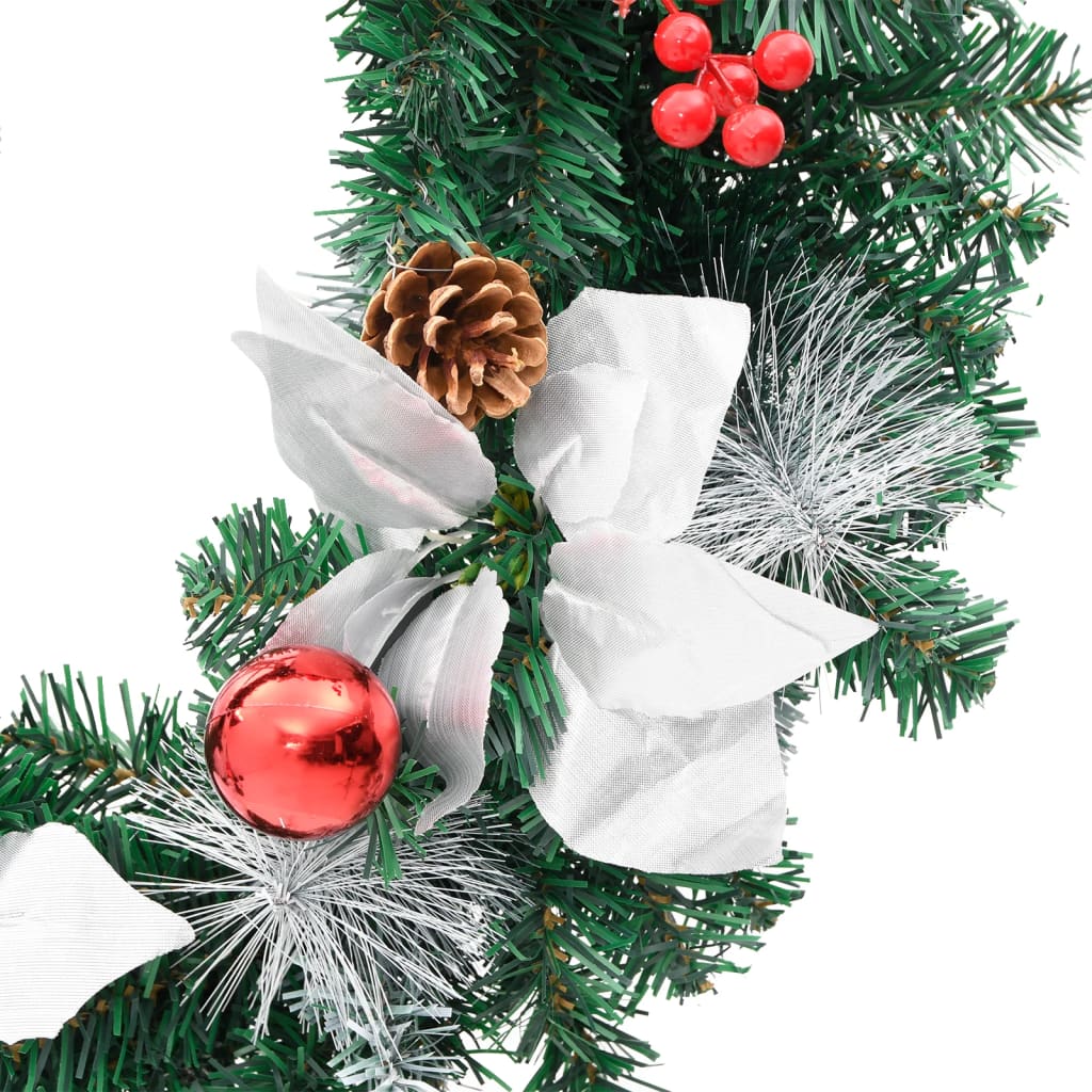 vidaXL Christmas Wreath with LED Lights Green 60 cm PVC - Green & white