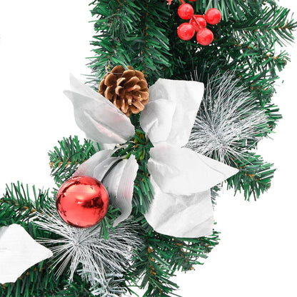 vidaXL Christmas Wreath with LED Lights Green 60 cm PVC - Green & white