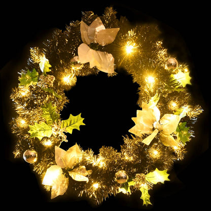 vidaXL Christmas Wreath with LED Lights Black 60 cm PVC - black & silver