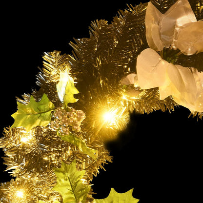 vidaXL Christmas Wreath with LED Lights Black 60 cm PVC - black & silver