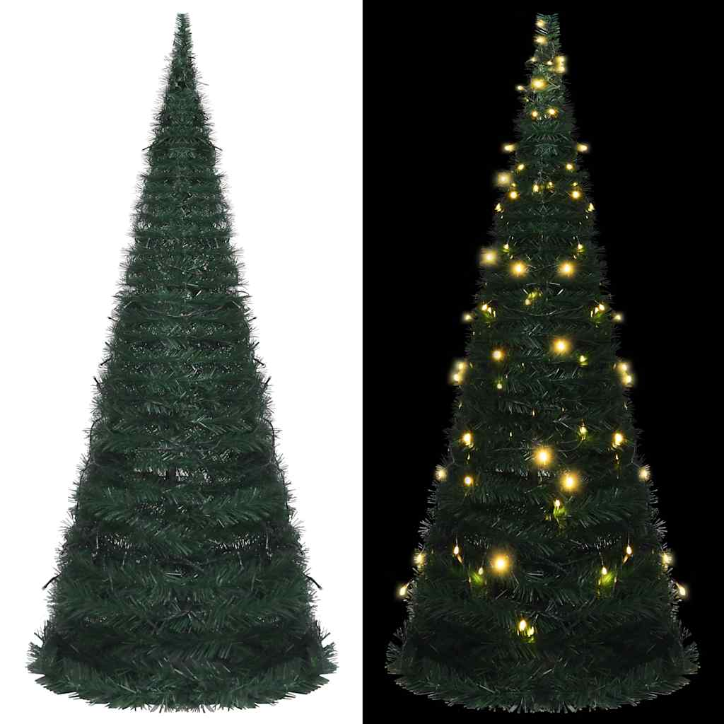 vidaXL Pop-up String Artificial Pre-lit Christmas Tree Green 150 cm - 150 x 50 cm