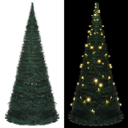 vidaXL Pop-up String Artificial Pre-lit Christmas Tree Green 150 cm - 150 x 50 cm