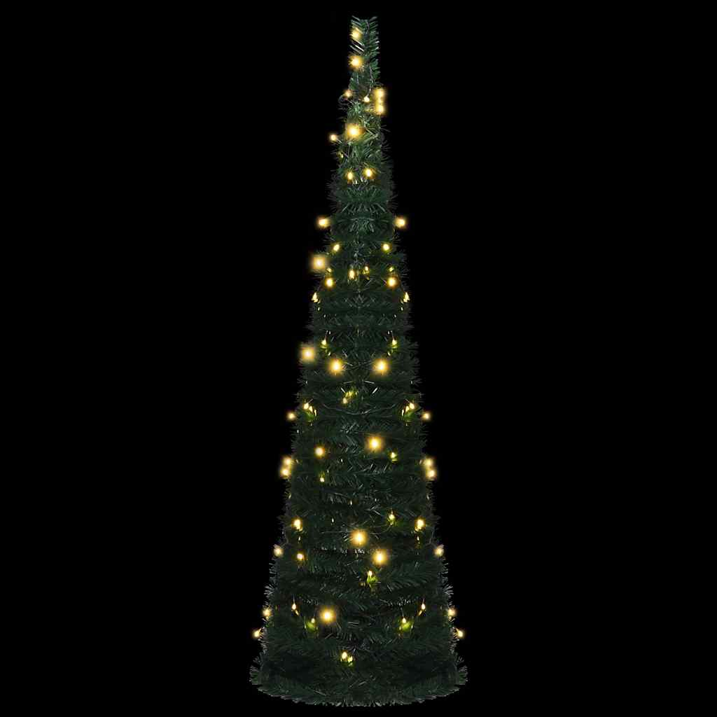 vidaXL Pop-up String Artificial Pre-lit Christmas Tree Green 150 cm - 150 x 50 cm