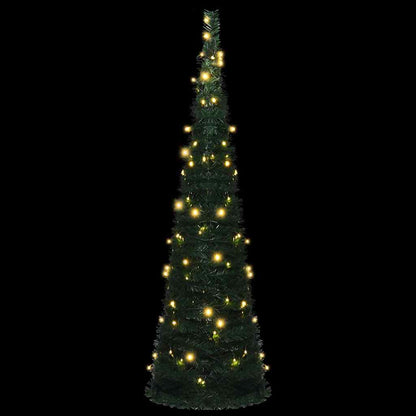 vidaXL Pop-up String Artificial Pre-lit Christmas Tree Green 150 cm - 150 x 50 cm