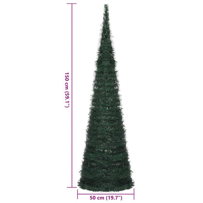 vidaXL Pop-up String Artificial Pre-lit Christmas Tree Green 150 cm - 150 x 50 cm