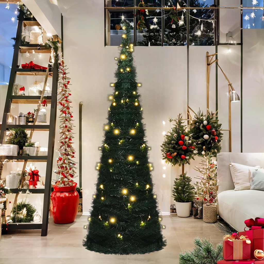 vidaXL Pop-up Christmas Tree | Green | PVC | Tall | Collapsible - 180 x 60 cm