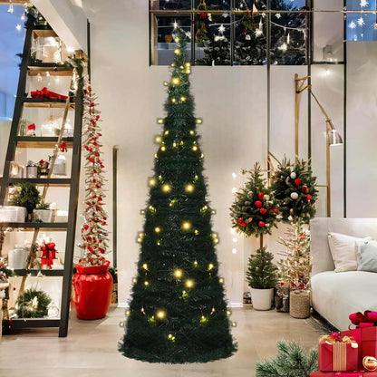vidaXL Pop-up Christmas Tree | Green | PVC | Tall | Collapsible - 180 x 60 cm