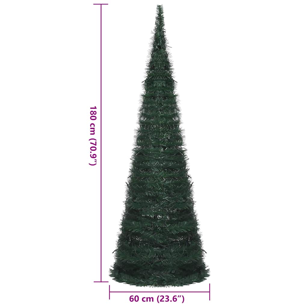 vidaXL Pop-up Christmas Tree | Green | PVC | Tall | Collapsible - 180 x 60 cm