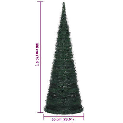 vidaXL Pop-up Christmas Tree | Green | PVC | Tall | Collapsible - 180 x 60 cm