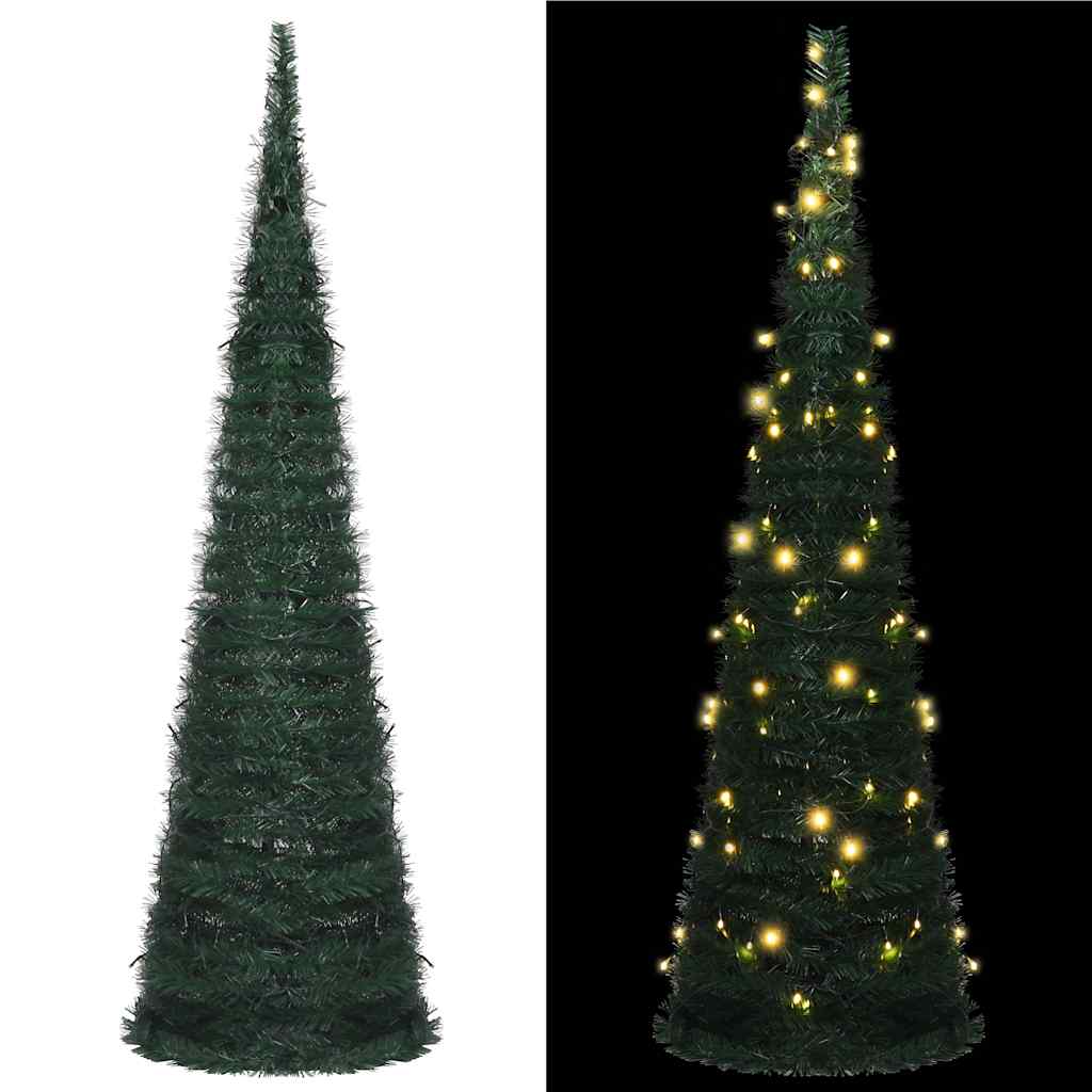 vidaXL Pop-up String Artificial Pre-lit Christmas Tree Green 210 cm - 210 x 71 cm