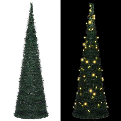 vidaXL Pop-up String Artificial Pre-lit Christmas Tree Green 210 cm - 210 x 71 cm