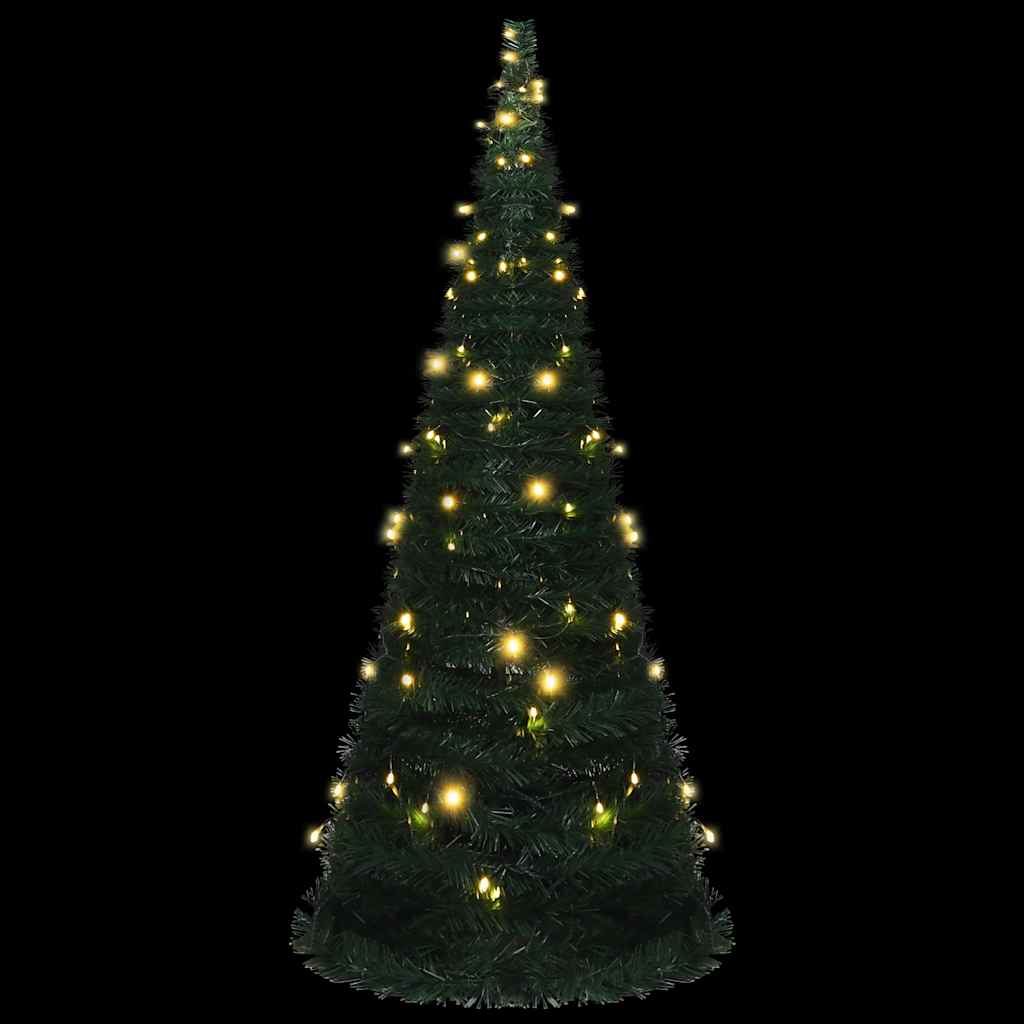 vidaXL Pop-up String Artificial Pre-lit Christmas Tree Green 210 cm - 210 x 71 cm