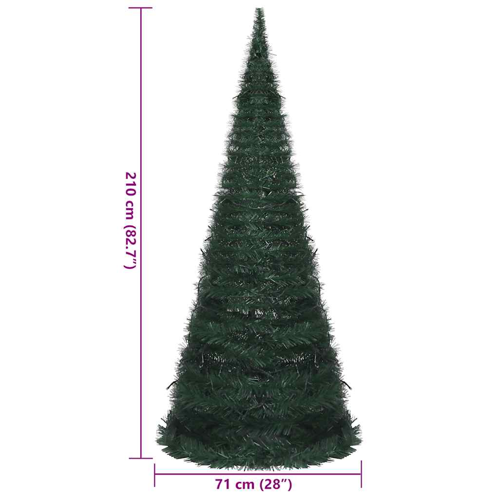 vidaXL Pop-up String Artificial Pre-lit Christmas Tree Green 210 cm - 210 x 71 cm