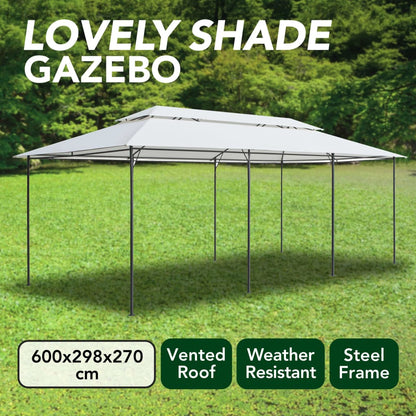 vidaXL Gazebo | White | Tubular steel | Large | UV-resistant materials | Gazebo