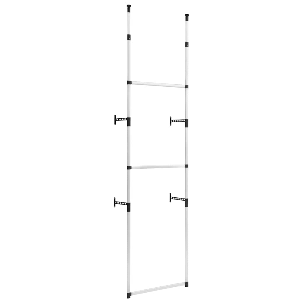 321105 vidaXL Telescopic Wardrobe System with Rods Aluminium - Silver - 70 x 28.5 x 300 cm