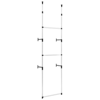 321105 vidaXL Telescopic Wardrobe System with Rods Aluminium - Silver - 70 x 28.5 x 300 cm