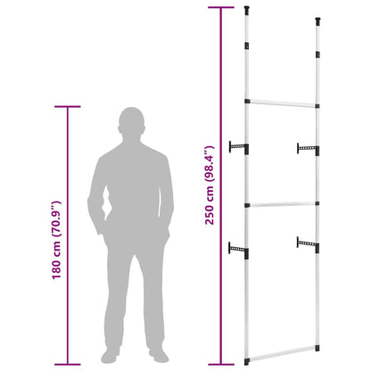 321105 vidaXL Telescopic Wardrobe System with Rods Aluminium - Silver - 70 x 28.5 x 300 cm