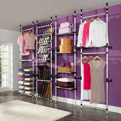 321105 vidaXL Telescopic Wardrobe System with Rods Aluminium - Silver - 70 x 28.5 x 300 cm