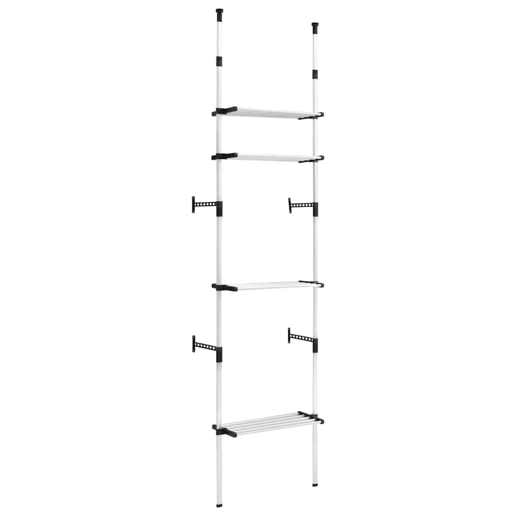 321106 vidaXL Telescopic Wardrobe System with Shelves Aluminium - Silver - 70 x 40 x 300 cm
